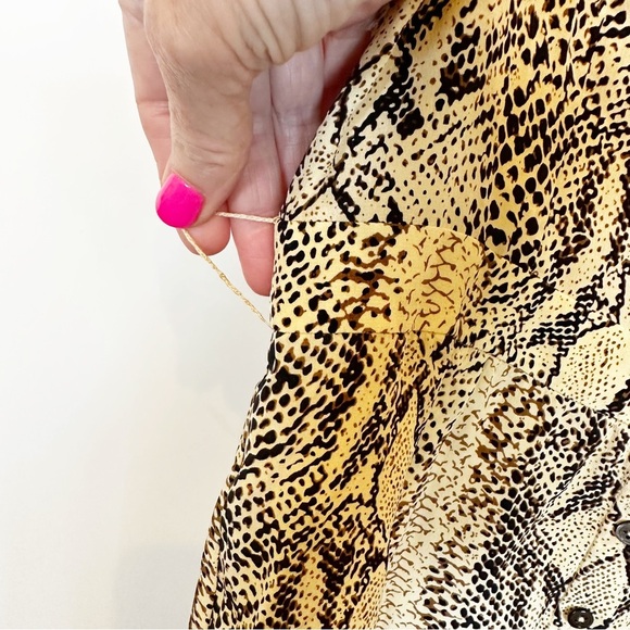 Rochelle Behrens Womens Silk Snake Print Button Front Sleeveless The Shirt Dress - Picture 5 of 8